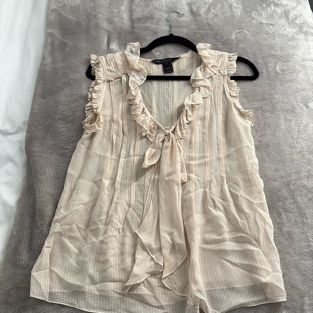🤍 Marc by Marc Jacobs Ruffled Tie-Neck Blouse – Size S